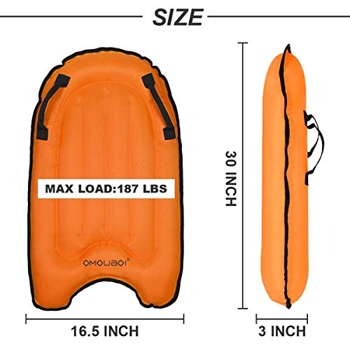 OMOUBOI Inflatable Bodyboard Pool Float Swim Air Bed (Orange)