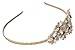 Beige Great Gatsby/Flapper Inspired Fashion Headband/Hairband Flower Design with Faux Pearls & Rhinestones