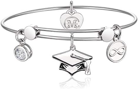 Graduation Cap Expandable Wire Bangle Charm Bracelet