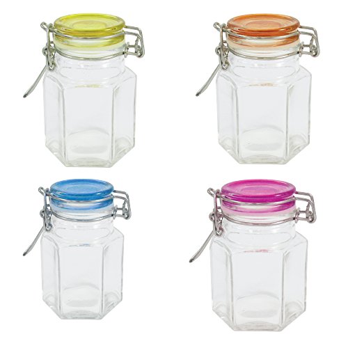 Mini Mason Jar Glass Container with Air Tight Lid 4 Oz (Pack of 4) Kitchen Storage Jars