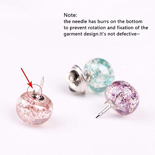 Joyci 10-Pack Women Shirt Brooch Buttons Lapel Pins Novelty Suit Vest Safety Buckle Metal Tie Tacks Pin Back Clutch (Clear Ball)