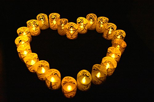 image for Lovefish Tea Lights, Flameless LED Tea Lights Candles, Warm Amber, Ide