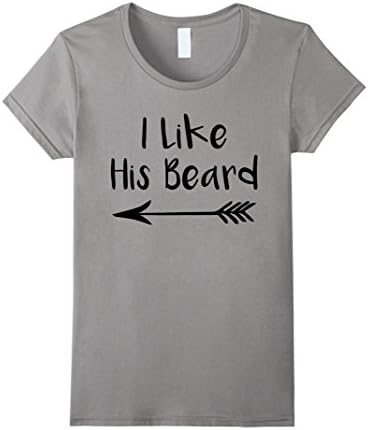 Women's  I Like Her Butt T-Shirt I Like His Beard - Couple Large Slate
