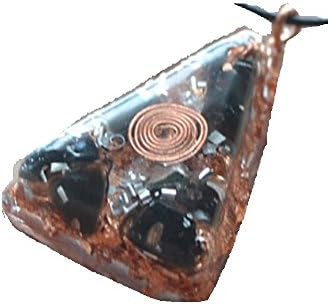 Copper Blast Triangle - Orgone Pendant - Black Obsidian, Copper Flake, Aluminum (black cord)