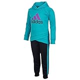 Adidas Girl's Tracksuit Sweat Suit Activewear 2 Piece Set, Turquoise
