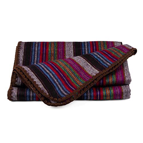 QISU Alpaca Wool Blanket Throw Large, Beautiful, Warm, Variegated