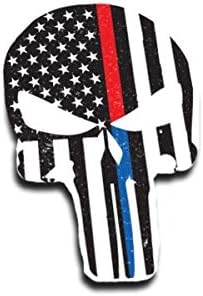 Punisher Dual Line American Flag Sticker - 4 x 6 Inches