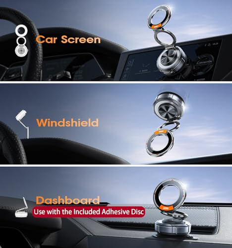 Uniiking® Upgraded Suction Cup Phone Car Mount 360° Zinc Alloy Phone Stand Vacuum Magnetic Car Holder for Mag-Safe Mount 98 LBS Ultra Accessories for iPhone 16 15 14 13 12 Android