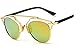 GAMT Fashion Polarized Aviator Sunglasses Flat Reflective Mirrored Cateye Metal Eyewear Gold-brown