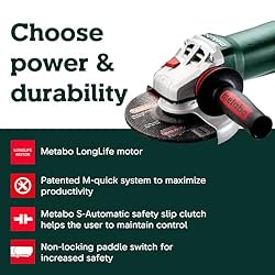 Metabo Angle Grinder 6", 12 AMP Motor, 10,000 RPM