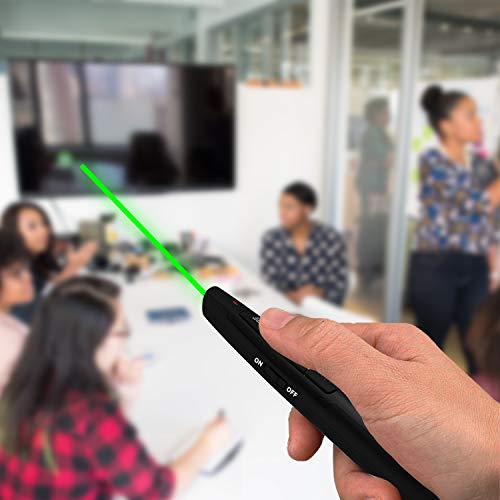 Wireless Presenter, BYEASY Presentation Clicker with Green Laser Pointer for Presentations, RF 2.4GHz PowerPoint Clicker Remote for PowerPoint Presentations and Google Slides- Black - Thumbnail 4