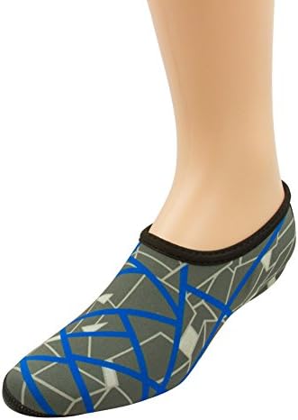 Tinton Beach Slip on Barefoot Water Skin Shoes Aqua Socks For Beach Pool Sand Swim Surf Yoga gym Exercise (L: US Women: 8, Grey Blue)