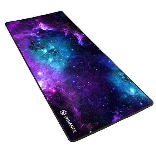 ENHANCE Extended Large Gaming Mouse Pad - XL Mouse Mat (31.5" x 13.75") Anti-Fray Stitching for Professional Esports with Low-Friction Tracking Surface and Non-Slip Backing - Galaxy