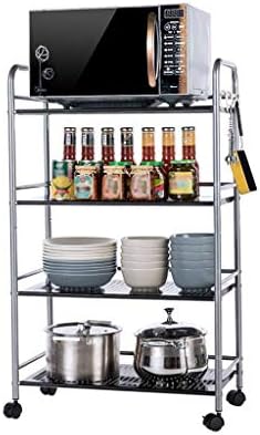 Multi-Function 2-Tier White Thicken Kitchen Shelf 2-Storey Microwave Oven Racks Oven Rack Microwave Oven Rack Floor-Mounted Storage Rack Spice Rack Multilayer Frame (Size:61cm)