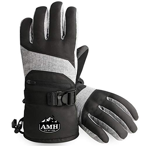 AMH Skiing & Snowboard Gloves for Winter Outdoor Activities, Warm 3M Thinsulate Gloves, Waterproof & Windproof with Touch Screen Design for Cold Weather, Fit Men & Women (Large)