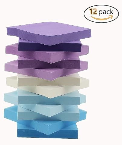 HONESTY 5 Watercolor Sticky Notes Self-Stick Notes 3 X 3 inch Office Stick 12 Pads/Pack 100Sheets/Pad