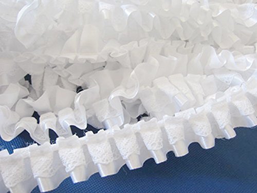 YYCRAFT Pack Of 5y Satin Lace Edge 1" Trim Vintage Bridal Wedding Ribbon Sewing-White