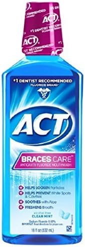 ACT Braces Care Anticavity Fluoride Mouthwash with Xylitol, Clean Mint 18 oz by ACT