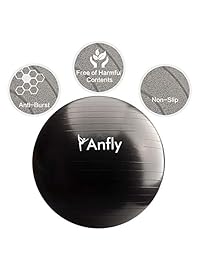 Anfly - Pelota de ejercicio extra gruesa y antipinchazos con bomba rápida, pelota de entrenamiento para pilates, estabilidad, yoga, equilibrio, fitness, terapia física y entrenamiento de fuerza