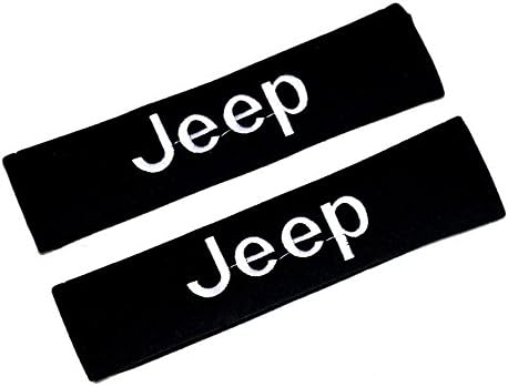 YDCAR 1 Pair Jeep Seat Belt Cover Cushioned Shoulder Pads Embroidered Logo