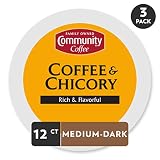 Community Coffee and Chicory Medium Dark Roast Single Serve 36 Ct Box, Compatible with Keurig 2.0 K Cup Brewers, Full Body Rich Flavorful Taste, 100% Arabica Beans