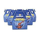 Astra Gourmet Spiderman Party Favor Boxes - 12 ct Superhero Spiderman Treat Goody Bags for Children Birthday Party Event Gift