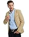 Pishon Men's Slim Fit Suits Casual One Button Flap Pockets Solid Blazer Jacket Business Daily Blazer, Khaki, Medium