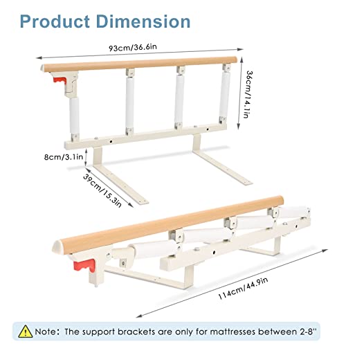 Hlieeosfcn Bed Barrier, Portable Folding Bed Grate, Portable Folding Bed and Safety for Elderly Adults Support Handle Handicap Hospital Metal Railing 4 Speed