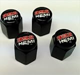 Valve Stem Caps Compatible with Dodge 392 Hemi Charger Challenger Hellcat SRT (Black - Black)