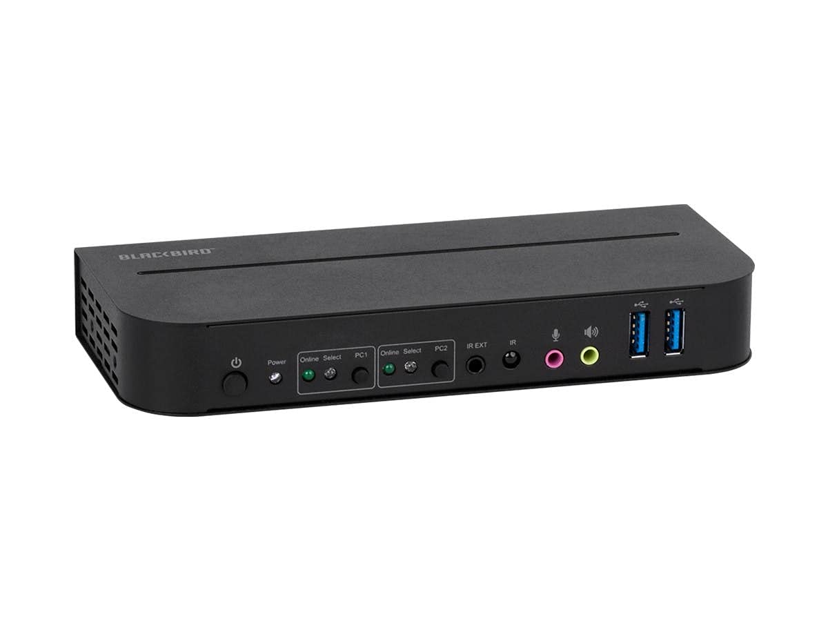 Monoprice 4K HDMI 2.0 and USB 3.0 2x1 KVM Switch - 4K@60Hz, 18 Gbps, HDR, YCbCr 4:4:4, HDCP 2.2, HDMI 2.0, Share 2 Computers with 1 Keyboard Mouse, Monitor, Printer, Black - Blackbird Series