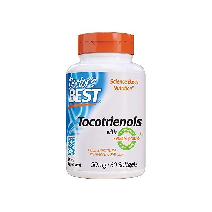 Doctor's Best Tocotrienols contains EVNol SupraBio Full Spectrum Vitamin E Complex, 60 Count