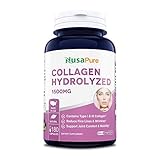 Collagen Hydrolyzed 1500mg 180caps (Non-GMO & Gluten Free) Anti-Aging for Healthy Hair, Skin, Joints & Nails