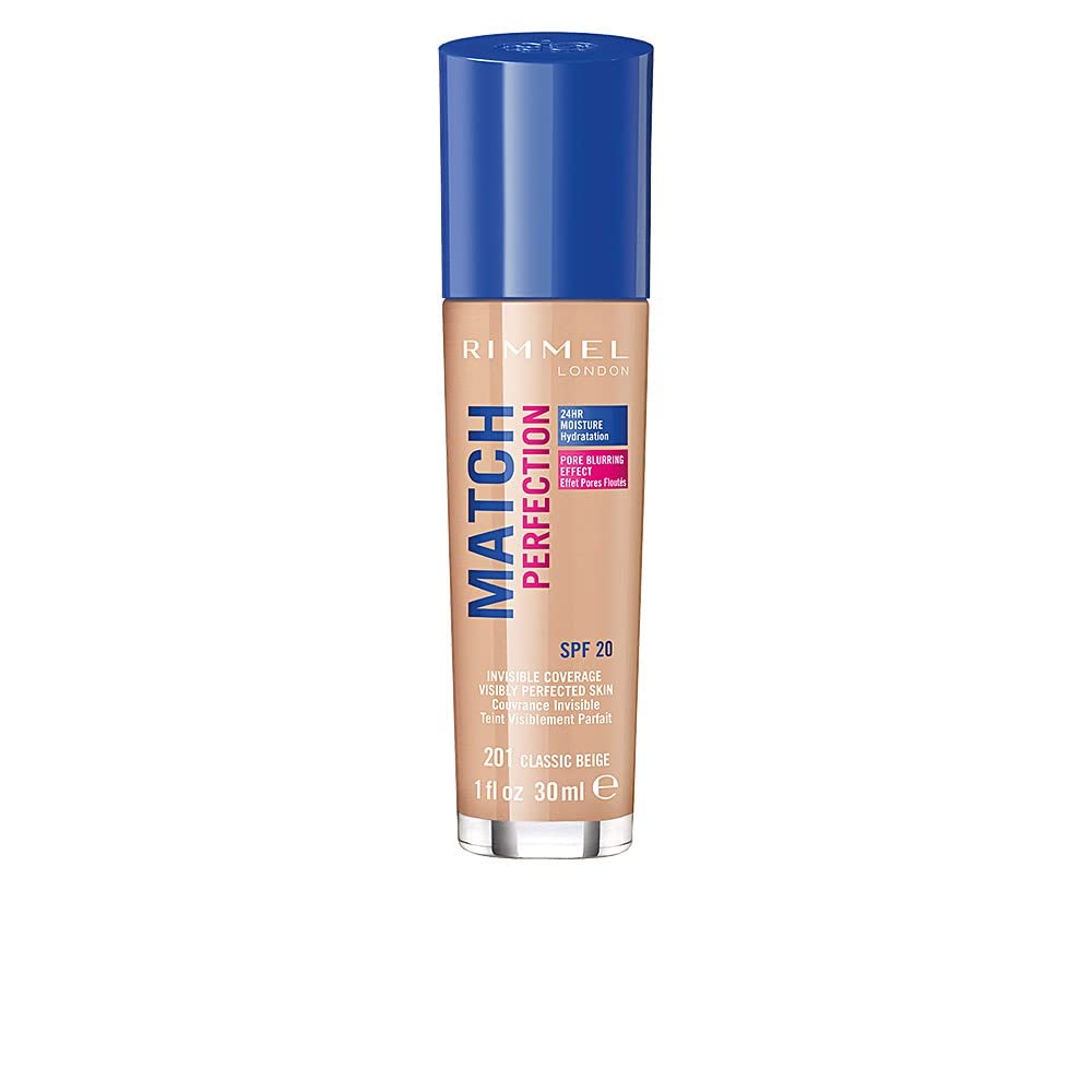 Rimmel London Match Perfection Foundation, SPF 20, 201 Classic Beige, 30 ml