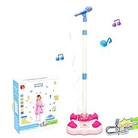 Kidsonor Kids Karaoke Machine with Microphones and Adjustable Stand, AUX Cable Connect to Electronic Devices for Music (Single Mic Pink)