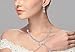 EleQueen Women's Silver-Tone Cubic Zirconia Teardrop Flower Bridal V-Necklace Jewelry Set Dangle Earrings