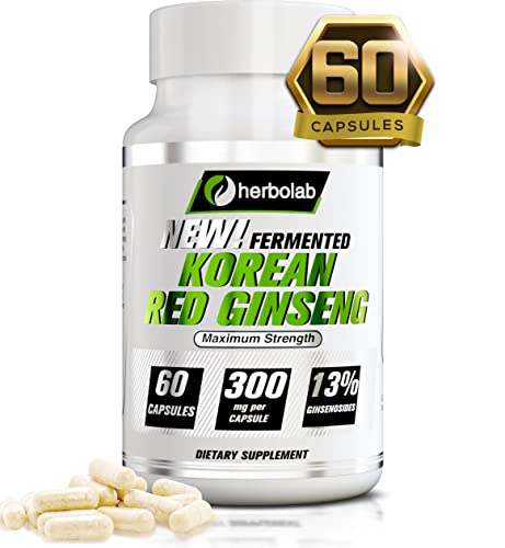 herbolab Korean Red Ginseng Fermented 10:1 (13% ginsenosides) - Genuine Panax Ginseng from Korea 6 Years Old Roots - Patented Extract Technology