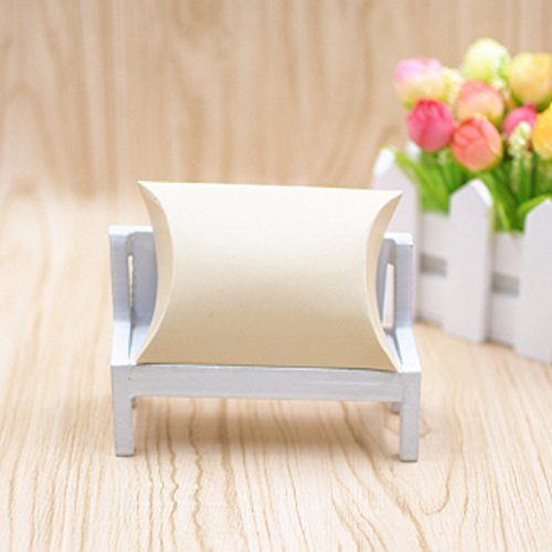 Okdeals 50pcs Pillow Paper Candy Box Wedding Favors Baby Party Bread Gift Bag (White)