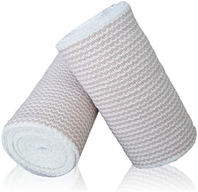 HGP Cotton Elastic Bandages 2 Pack - Self Adhesive Latex Free Wrap With Touch Closure at Both Ends - Extra Wide 4 Inch X 15 Feet Long - Precise Compression With No Clips or Tape for Knee Leg or Ankle