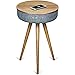 Sierra Modern Home Studio Smart Table with Built in 360° Bluetooth Speaker & Wireless Qi Charger - Ash Wood Night Stand- Modern & Functional Coffee Table & Night Stand - Bed Room -Living Room