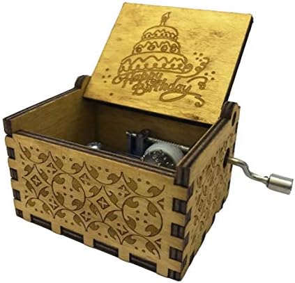 MINSOTO Antique Carved Wooden Music Box Hand Cranked Music: Game of Thrones, Harry Potter,Godfather Theme Gift (Happy Birthday)