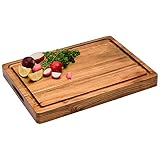 Large Reversible Multipurpose Thick Acacia Wood Cutting Board: 16x12x1.5 Juice Groove & Cracker/Bread Holder (Gift Box Included) by Sonder Los Angeles