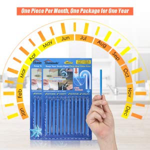 Drain Sticks Drain Stix Drainstix Sink Sticks Drain Cleaner & Deodorizer Sticks for Clogs Keep Odor Free for Kitchen Bathroom Sinks Septic Tank Safe 24 Pcs (Blue Drain Sticks 24Pcs) - Thumbnail 4