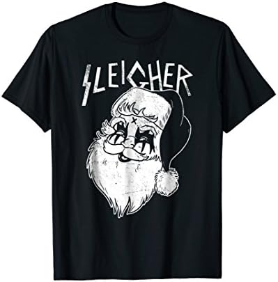 Sleigher Funny Christmas Black Metal Santa Clause Shirt