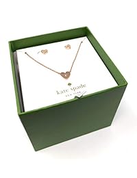 Kate Spade - Juego de collar y pendientes con colgante de corazón, oro rosa