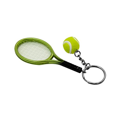 Pakala66 Sport Style Tennis Ball Key Chain Key Ring 6 Color Set Best Gift for Sports Lovers (Tennis Ball & Racket Key Chain)