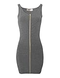 Tom's Ware Women Slim Fit Zip Up Bodycon Mini Dress TWCWD079-GRAY-US M