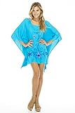Back From Bali Womens Floral Beach Swimsuit Cover Up Dress Caftan Embroidered