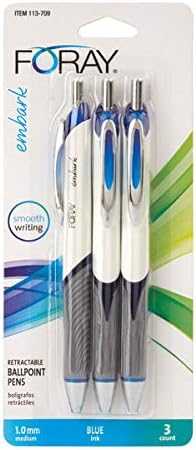 Amazon Office Depot Embark 格納式ボールペン 中字 1 0mm グレー ホワイトバレル ブルーインク 3本パック 格納式ボールペン 文房具 オフィス用品