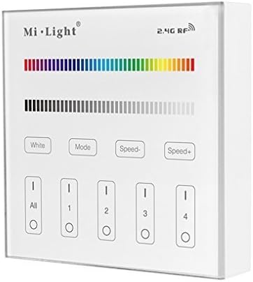 Langboss AC90~110V Wall-mounted 2.4G Wireless 4-zone RGB/RGBW Touch Panel Smart LED Controller for Mi-Light RGB/RGBW Series LED Strip Light,Bulb,Spotlight and Down Light