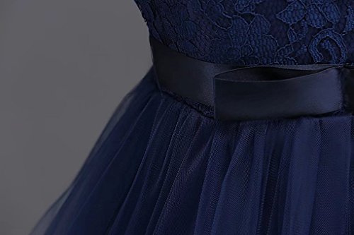 ZAH Girl Dress Kids Ruffles Lace Party Wedding Dresses(Navy Blue,9-10Y) - Thumbnail 7